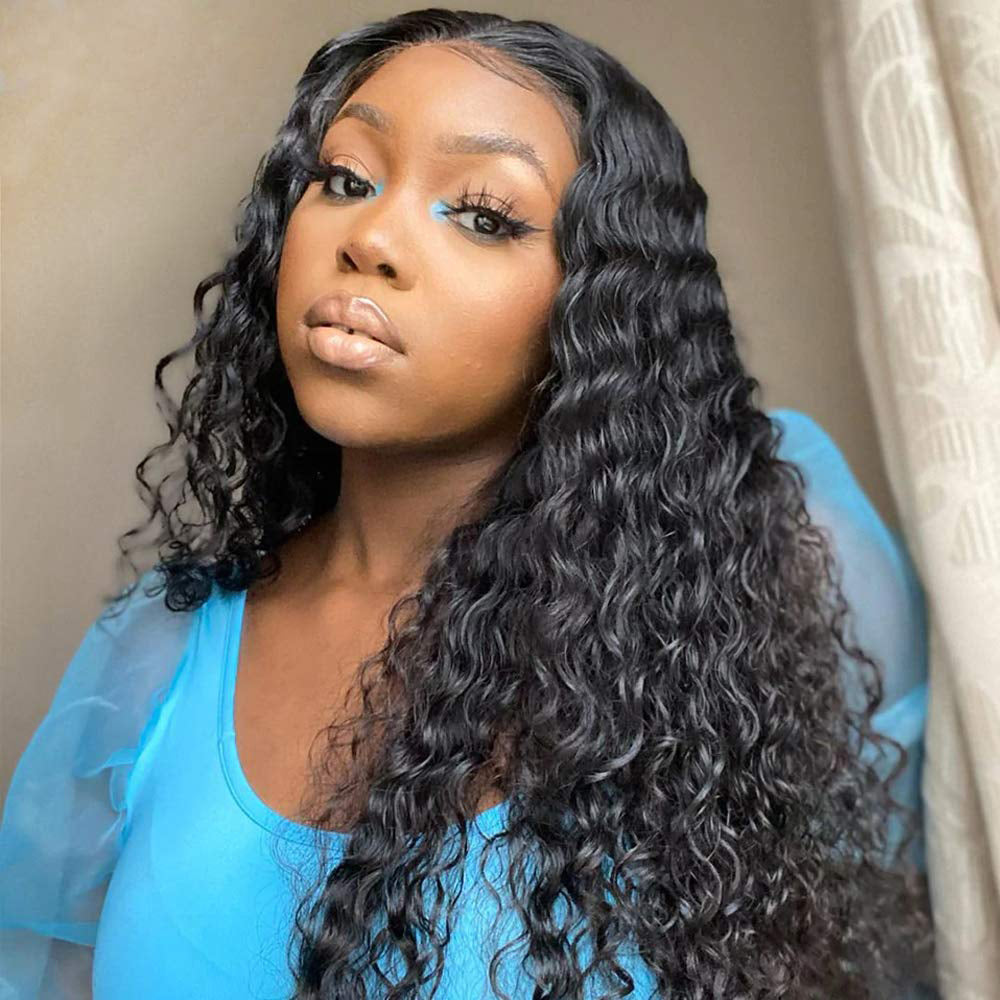 150% Density 13x4 Lace Frontal Wig Deep Wave Brazilian Remy Human Hair Wigs