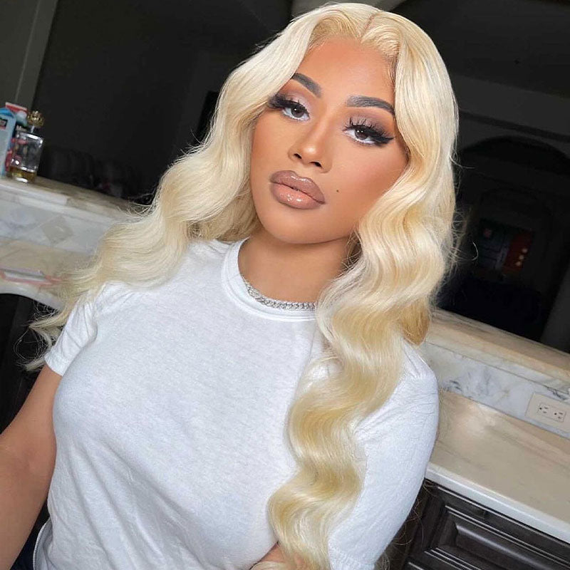 613 Blonde Color Body Wave Human Hair Wig 13x4 Transparent Lace Wig