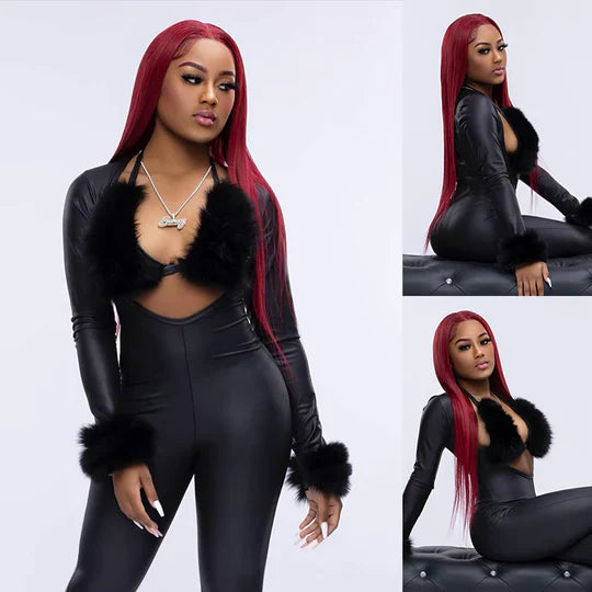 Red Color Human Hair 13x4 Frontal Lace Wig