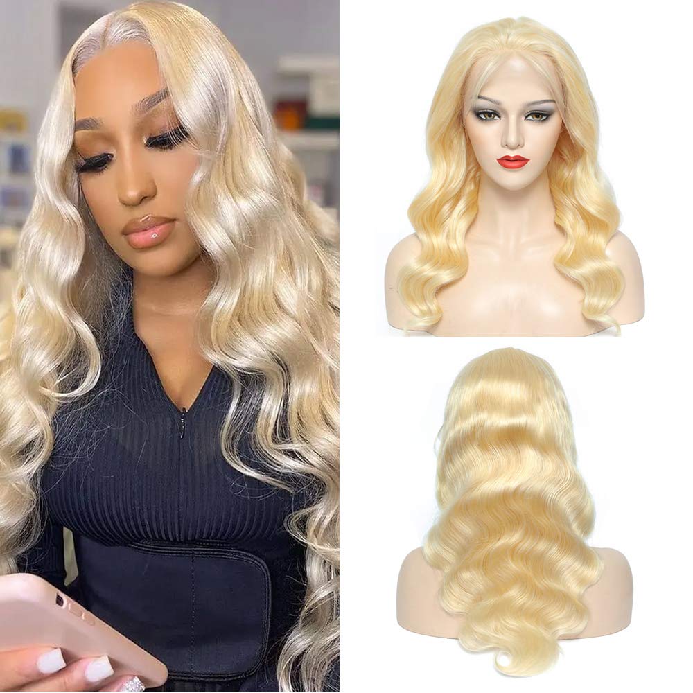 613 Lace Front Wig Human Hair Body Wave Wigs for Women 13x4 Virgin Blonde Lace Frontal Human Hair Wig ,Pre Plucked with Baby Hair